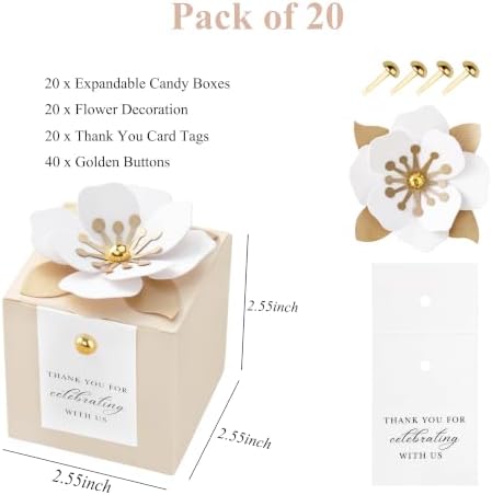 FEIYI 20 PCS Favor Boxes, Champagne Candy Boxes 2.55x2.55x2.55 - Image 2