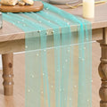 Artoid Mode 10-Pack Pearl Turquoise Gauze Table Runner 10FT Home Decor by ArtoidMode