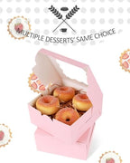qiqee Pink Bakery Box with Window 100packs 6x6x3 Pink Cookie Boxes Pastry Box for Wedding Favor Birthday ＆ Party - Image 2