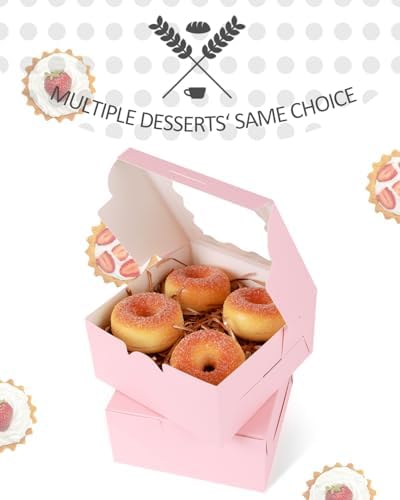 qiqee Pink Bakery Box with Window 100packs 6x6x3 Pink Cookie Boxes Pastry Box for Wedding Favor Birthday ＆ Party - Image 2