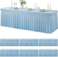 6 Pack Spandex Baby Blue Tablecloths for 8 Foot Rectangle Tables, Wrinkle Free Fitted Table Cloths 8ft Stretchy Table Cloth for Parties Weddings Birthday Banquet Baby Shower by Htper