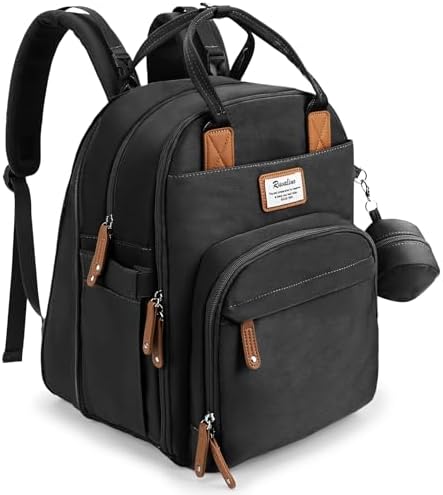 RUVALINO Baby Diaper Bag Backpack with Changing Pad, Waterproof, XL Black by RUVALINO