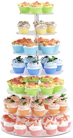 weddingwish 7 Tier Cupcake Stand Tiered Round Cupcake Tower for 68 Cupcakes by weddingwish