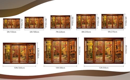Fall Wooden Window Backdrop, Autumn Forest Scenery Background, 9x6FT - Image 7