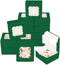 Bakepacker Deep Green Cookie Boxes With Window 6x6x3 inches 60pcs by Bakepacker