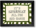 Vintage Framed 12x16 inch It's Literally All Fun And Games Funny Quotes Wall Art Preppy Minimalist Poster Canvas Prints For Kids Living Room Nursery Bedroom Wall Decor by Medpol