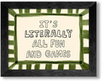 Vintage Framed 08x10 inch It's Literally All Fun And Games Funny Quotes Wall Art Preppy Minimalist Poster Canvas Prints For Kids Living Room Nursery Bedroom Wall Decor by Medpol