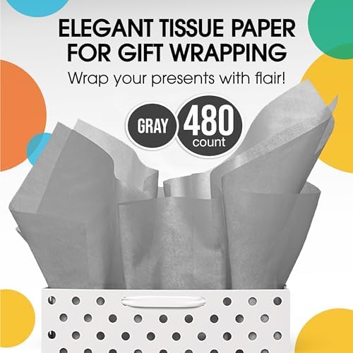 Party Solids Grey Tissue Paper for Gift Bags 20" X 30" 480 Sheets - Image 4