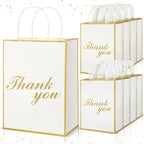 Tenceur 50 Pcs Thank You Gift Bags with Handles, Wedding thank you favor bags bulk for Business, Shopping, Wedding, Baby Shower, Party Favors, 8.27 x 4.33 x 10.63 Inches by Tenceur