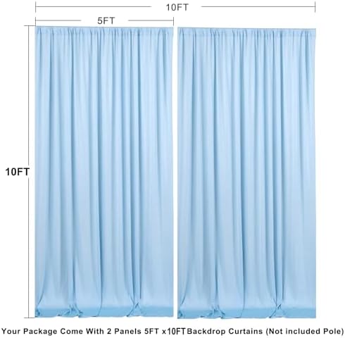 10ft×10ft Wrinkle Free Baby Blue Backdrop Curtains for Parties, Thick Fabric Photo Backdrop Drapes for Wedding Birthday Baby Shower Gender Reveal Photography Home Decor - Image 4