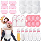 6 Sets Bottle Chug Baby Shower Blind Games Juegos Para Include Plastic Bottles Bibs Hat Eye Mask Disposable Diapers Blindfolded Baby Shower Bottle Games Gender Reveal Decoration (Pink) by giftlyze
