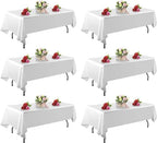 FINDYOU 6 Pack White Table Cloth Rectangle Table 60 x 84 Inch Tablecloths for 6 Foot Rectangle Tables. Stain and Winkle Resistant Polyester Washable WhiteTable Cloths for Parties Wedding Dining by TableClothAndTableRunner