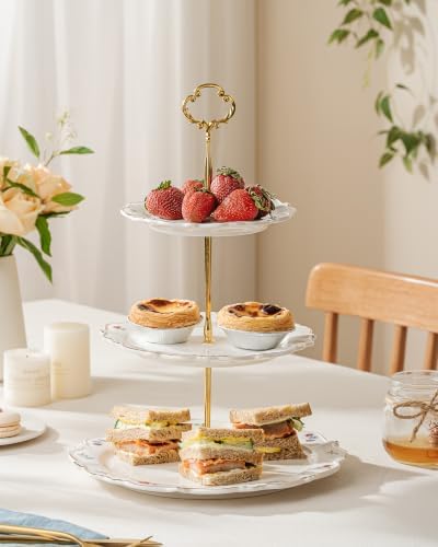 3 Tier Cupcake Stand, Ceramic Tiered Serving Stand - Image 6