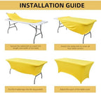 6-Pack 6ft Spandex Table Covers for Rectangle Standard Folding Tables - Wrinkle Resistant Stretch Tablecloths - Ultimate Fitted Table Protector for Parties, Trade Shows, Wedding - Image 5