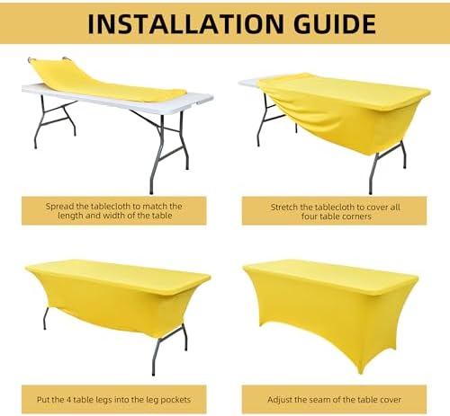 6-Pack 6ft Spandex Table Covers for Rectangle Standard Folding Tables - Wrinkle Resistant Stretch Tablecloths - Ultimate Fitted Table Protector for Parties, Trade Shows, Wedding - Image 5