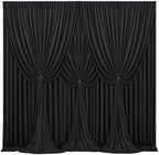 24x10FT Black Backdrop Curtains for Wedding Parties, Wrinkle Free Polyester Photography Backdrop Drapes for Wedding Baby Shower Birthday Parties Stage Background Stand Decorations 4x10ft,6 Panels by Partisky