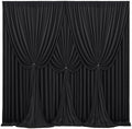 16x10FT Black Backdrop Curtains for Wedding Parties, Wrinkle Free Polyester Photography Backdrop Drapes for Wedding Baby Shower Birthday Parties Stage Background Stand Decorations 4x10ft, 4 Panels by Partisky