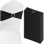 Black Chair Sashes 100 Pack Spandex Stretch Chair Band Sashes with Buckles for Folding Chairs Wedding Party Reception Baby Shower Events Banquet Decorations by Bringsparkletoeverydaylife