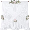 40ft x 10ft Cream White Backdrop Curtains, Wrinkle-Free Sheer Chiffon Fabric Photo Backdrop Drapes for Wedding Arch Party Ceremony Stage Photography Decorations by WishCare