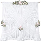 40ft x 10ft Cream White Backdrop Curtains, Wrinkle-Free Sheer Chiffon Fabric Photo Backdrop Drapes for Wedding Arch Party Ceremony Stage Photography Decorations by WishCare