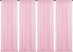 Poise3EHome Pink Sequin Backdrop Curtains,4 Panels 2FTx8FT Glitter Background for Party Birthday Party Baby Shower Wedding Christmas Thanksgiving Halloween Holiday Festival Decor by Poise3EHome