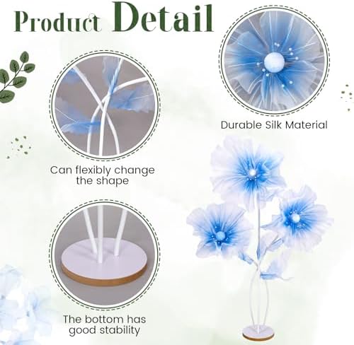 Norme 6 ft Giant Silk Flower for Decoration with Stand Artificial Decor Big Silk Flowers for Wall Backdrop Photo Props Wedding Birthday Party Baby Shower Background Decor (Blue) - Image 3