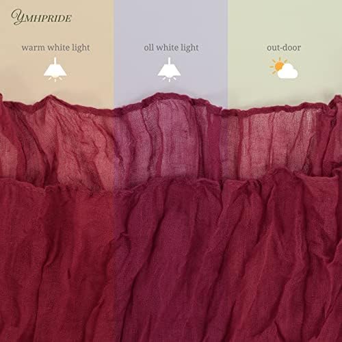 YMHPRIDE 12 Pack Cheesecloth Table Runner 35x120in Burgundy Table Runner - Image 5