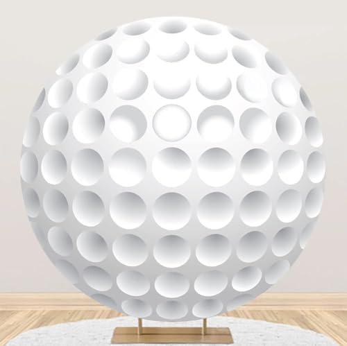 Renaiss 6.5x6.5ft White Golf Round Backdrop Covers for Photography, 3D Printing, Baby Shower, Birthday, Sports Club Events, Party Decors, Arch, Photo Booth Props by Renaiss