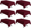 sancua 6 Pack Burgundy Tablecloths 60x102 Inch for 6 Feet Rectangle Tables by sancua