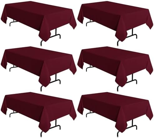 sancua 6 Pack Burgundy Tablecloths 60x102 Inch for 6 Feet Rectangle Tables by sancua