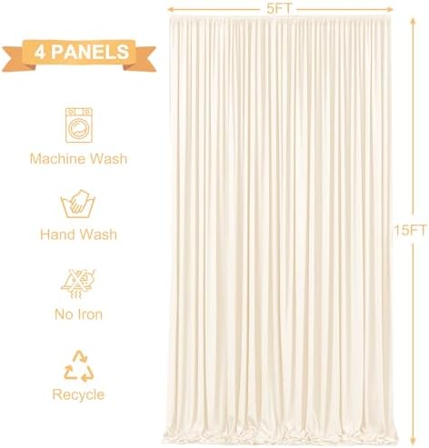 20ft x 15ft Champagne Wrinkle Free Backdrop Curtains for Wedding Party Backdrops Curtain Drapes Fabric Decorations Photo Back Drop Cloth for Baby Shower Photography Stage Reception - Image 5