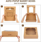 Moretoes 25pcs Pie Boxes, 12x12x3 Inch Auto-Popup Brown Bakery Boxes - Image 3