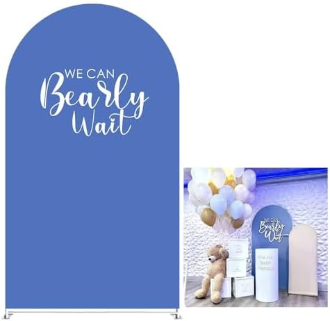 Lake Blue Arch Backdrop Stand Covers Baby Shower Party Decorations We Can Bearly Wait Theme Arches Background Fabric Cover Birthday Parties Banquets Decor Props (4.6x8FT) by KONPON