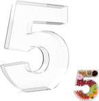 13.8" Extra Large Acrylic Number Charcuterie Board Box, Reusable Fillable Number Cake Candy Dish Display Serving Tray for Birthday Anniversary Party Decoration (5) by RUFHVTY