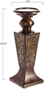Creative Scents Schonwerk Brown Pillar Candle Holder Set of 2- Crackled Mosaic Design- Functional Table Decorations- Centerpieces for Dining/Living Room- Best Wedding Gift - Image 3
