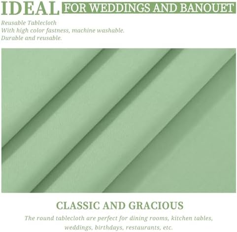 Showgeous 120 Inch Sage Green Round Tablecloths, Polyester Table Covers - Image 5