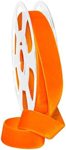 Morex Ribbon Nylon, 7/8 inch by 11 Yards, Orange, Item 01225/10-445 Nylvalour Velvet Ribbon 7/8" x 11 yd by MorexRibbon
