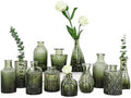 TBWIND 12pcs Green Glass Bud Vases Set, Small Vases for Flowers by TBWIND