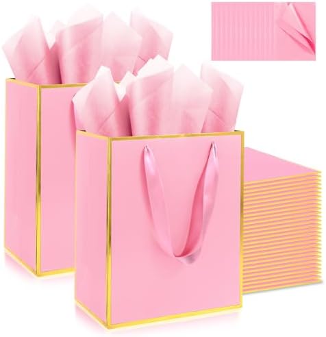 Addblu 50 Pack Bulk Luxury Gift Bags with Handles & 50 Tissue Papers by Unknown