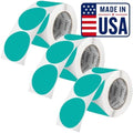 Perco Teal Perforated Round Circle Dot Sticker 3-Inch Labels — 3 Rolls, 1,500 Stickers - Product Labels, Planner Stickers & Modern Branding - Made in USA by Perco