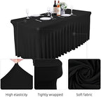 Besutolife Black Tablecloth for Rectangle Table 6ft Spandex Table Skirt One-Piece Design for Birthday Parties Wedding - Image 3
