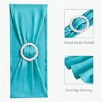 50 Pack Spandex Turquoise Chair Sashes for Wedding Chair Bows Bands Buckles - Image 4