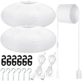 Rossesay 2 Sets Jumbo Paper Lanterns with Lamp Cord Cable White Hanging Paper Lanterns Chinese Japanese Pendant Hanging Lamp for Birthday Wedding Bridal Anniversary Party Decoration (Oval,22 Inch) by Rossesay