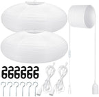 Rossesay 2 Sets Jumbo Paper Lanterns with Lamp Cord Cable White Hanging Paper Lanterns Chinese Japanese Pendant Hanging Lamp for Birthday Wedding Bridal Anniversary Party Decoration (Oval,22 Inch) by Rossesay
