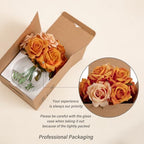 Artificial Flowers in Vase with Faux Water, Burnt Orange Rose Arrangement - Image 5