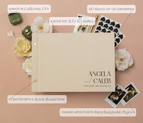 Personalized Luxe Photo Guest Book (Design 4) – 11.5 x 8.5" Minimal Aesthetics, Screw Bound with Custom Ivory Hardcover & Photo + Lined or Blank Pages - Wedding, Baby Shower, Anniversary - Image 2