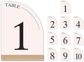 Hanna Roberts Minimal Curved Wooden Table Number Sign with Wooden Base | For Wedding Reception, Restaurants, Rehearsal Dinner, Events and Party (Set of 10, 1-10) (Set of 10, 1-10, Pink) by HannaRoberts