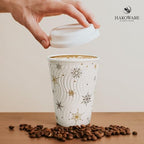 12oz Christmas Disposable Coffee Cups with Lids White Snowflake Winter Togo - Image 7