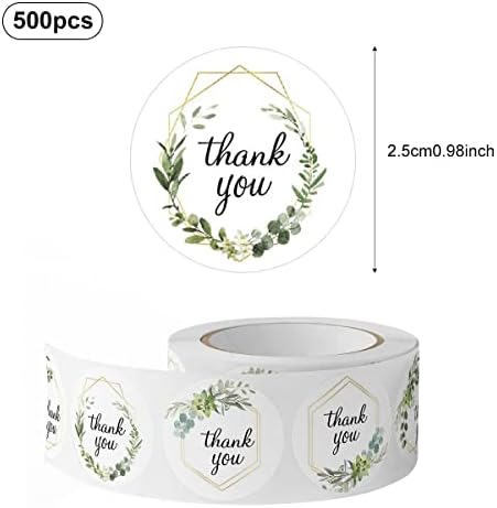 GLADFRESIT Thank You Stickers Roll, 500 Pcs Self-Adhesive Floral Cute Closure Stickers Wedding Decoration Labels for Gift Wrap Bag Packaging (White) - Image 2