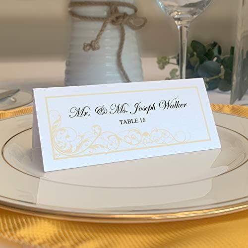 Scribble Vintage Swirl Place Cards, Ivory, Set of 60, Pre-cut and Scored by DocumentsandDesigns